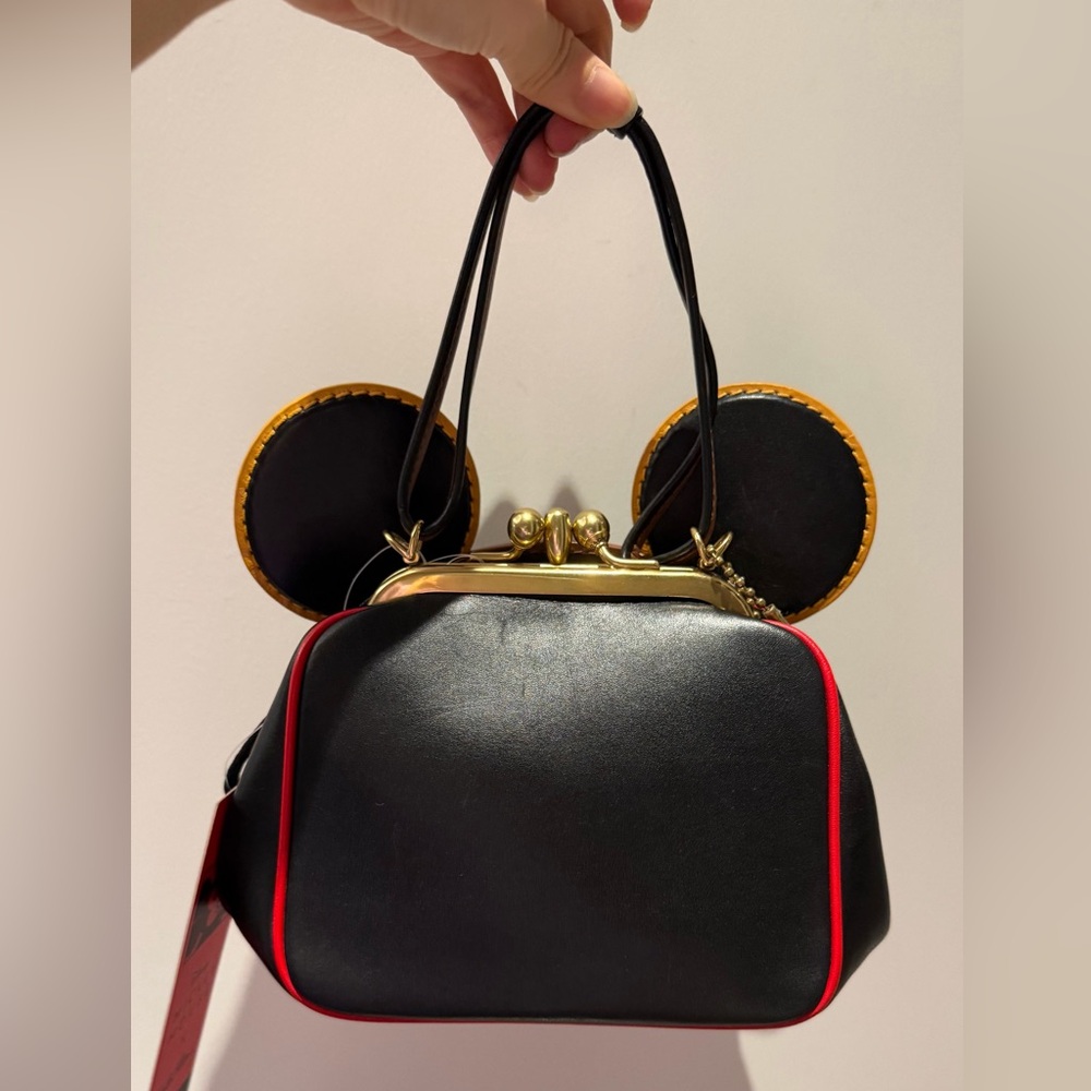 Coach Disney Mickey Mouse X Keith Haring Kisslock Bag Black-NWT